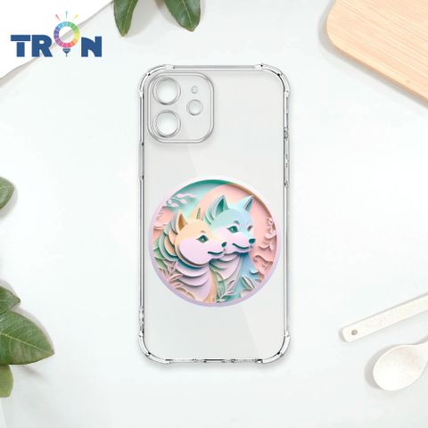 TRON IPhone 12 可愛紙雕柴犬 四角防摔殼 手機殼