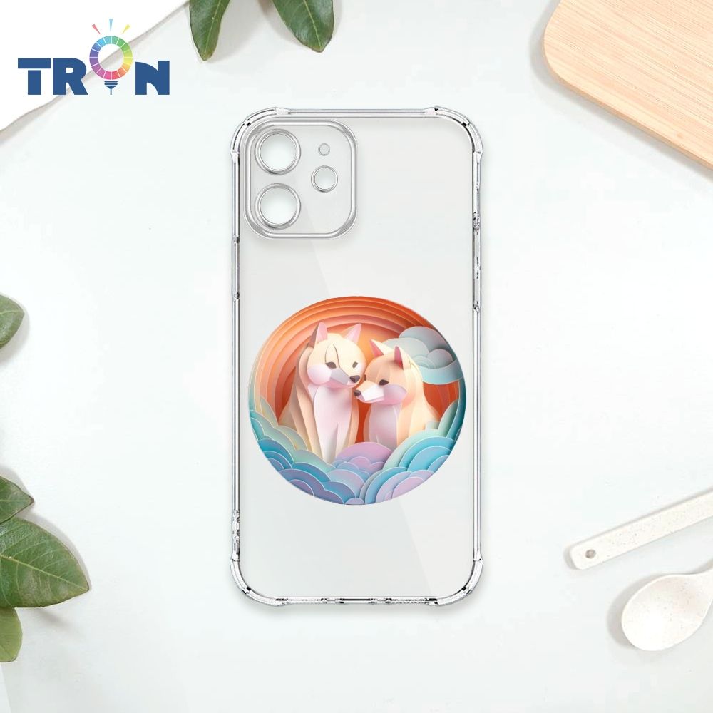  TRON IPhone 12 可愛紙雕柴犬 四角防摔殼 手機殼