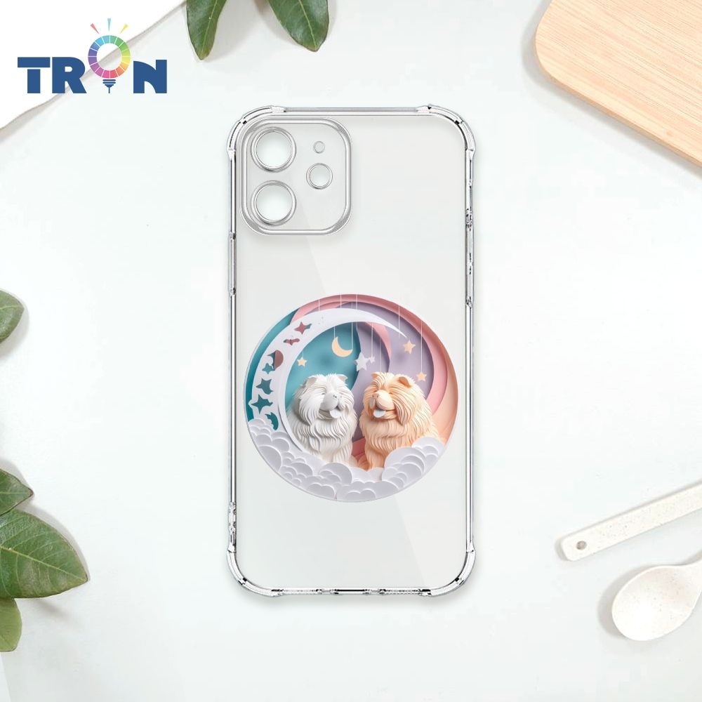  TRON IPhone 12 可愛紙雕鬆獅犬 四角防摔殼 手機殼