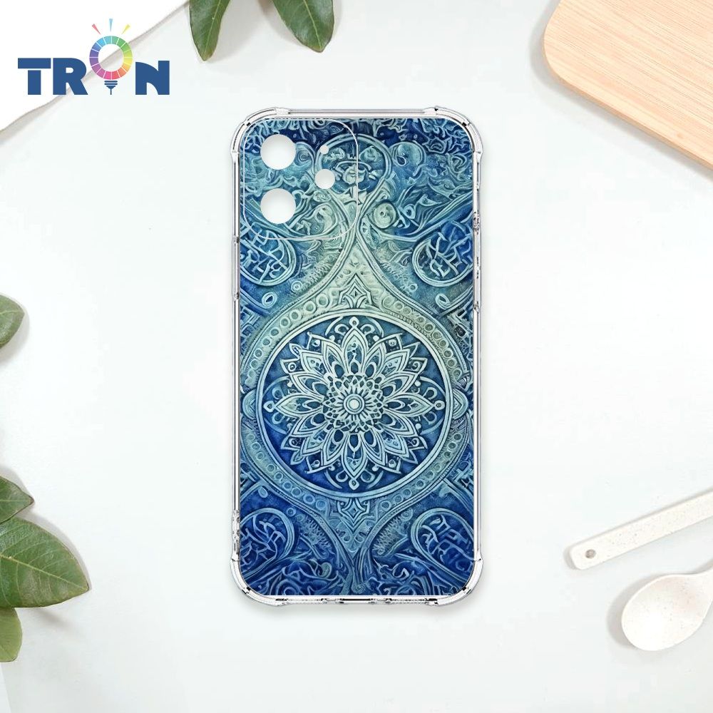  TRON IPhone 12 藍色漸層印度Henna幸運祝福圖騰 四角防摔殼 手機殼