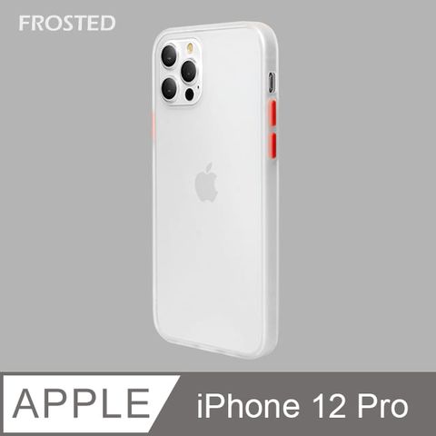 【個性撞色防摔】iPhone12 Pro 手機殼 i12 Pro 親膚手感 鏡頭加高 不留指紋(白+紅鍵)