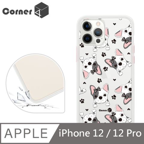 Corner4 iPhone 12 / 12 Pro 6.1吋柔滑觸感軍規防摔手機殼-小法鬥(白殼)