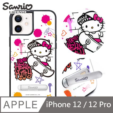 Sanrio 三麗鷗 三麗鷗 Kitty iPhone 12 / 12 Pro 6.1吋減震立架手機殼-滑板凱蒂