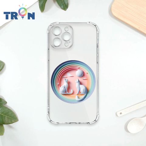 TRON IPhone 12 PRO 可愛紙雕貓咪 四角防摔殼 手機殼