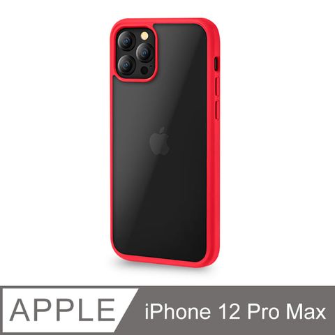 【輕薄防摔殼】iPhone 12 Pro Max 手機殼 i12 Pro Max 保護殼 鏡頭加高 雙料保護 軟邊硬殼(時尚紅)輕量化設計，輕透背版