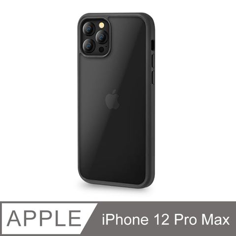 【輕薄防摔殼】iPhone 12 Pro Max 手機殼 i12 Pro Max 保護殼 鏡頭加高 雙料保護 軟邊硬殼(極簡黑)輕量化設計，輕透背版