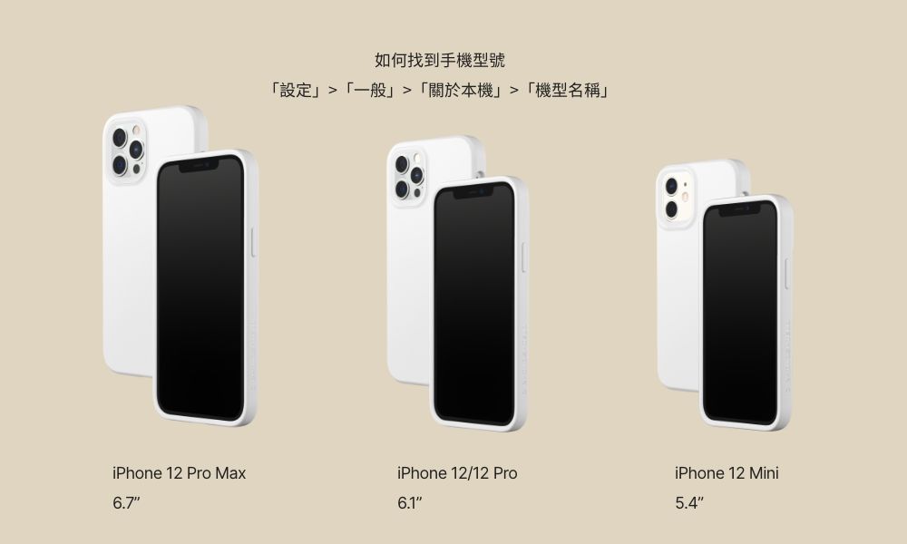 iPhone 12 Pro Max6.7如何找到手機型號設定「一般」「關於本機」  「機型名稱」iPhone 12/12 ProiPhone 12 Mini6.15.4