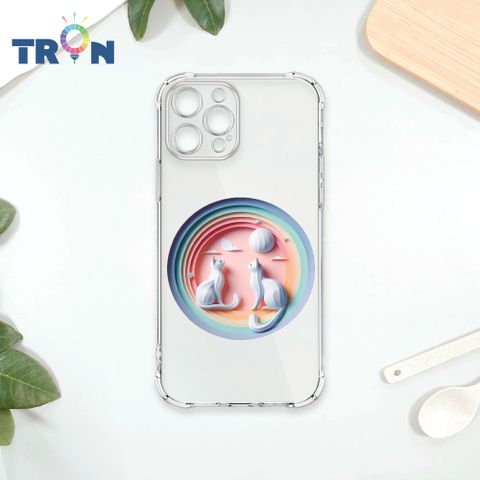 TRON IPhone 12 PRO MAX 可愛紙雕貓咪 四角防摔殼 手機殼