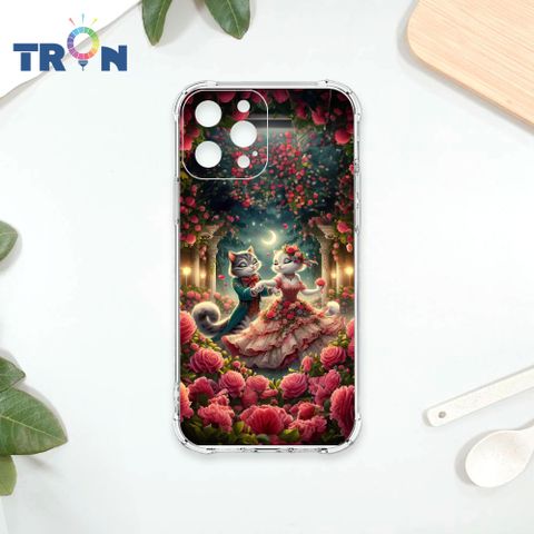 TRON IPhone 12 PRO MAX 月光下玫瑰庭園跳舞的貓咪 四角防摔殼 手機殼