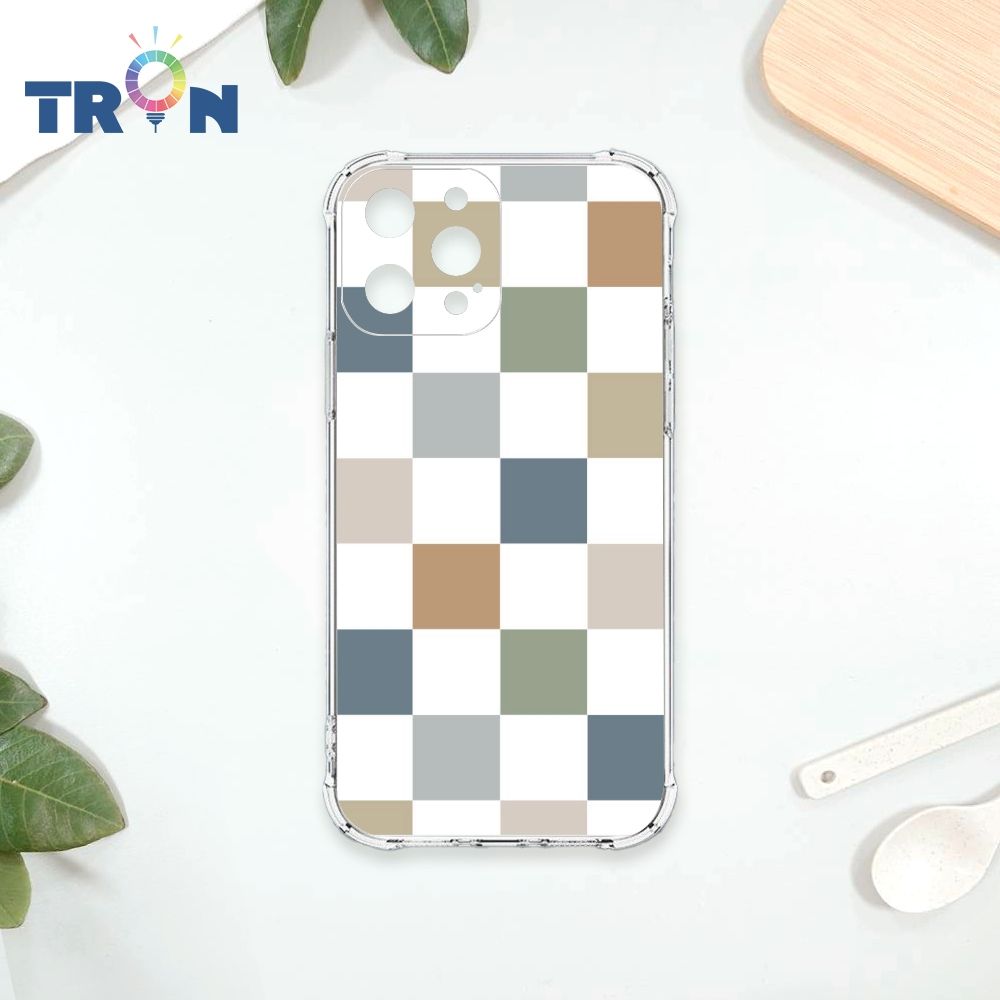  TRON IPhone 12 PRO MAX 莫蘭迪色簡約格子A款 四角防摔殼 手機殼