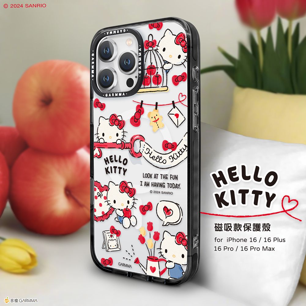 2024 SANRIO永GARMMAGARMMAGARMMAHELLOKITTYHelloLOOK AT THE FUNI AM HAVING TODAY2024 SANRIOHELLOKITTY磁吸款保護殼for iPhone 16/16 Plus16 Pro 16 Pro MaxGARMMA