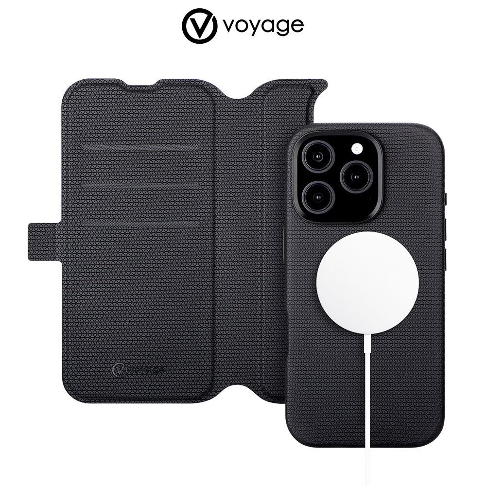 VOYAGE 2合1磁吸翻蓋手機皮套-黑 iPhone 16 / 16 Plus / 16 Pro / 16 Pro Max (兼容Magsafe磁吸無線充電)