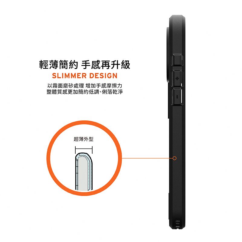 輕薄簡約 手感再升級SLIMMER DESIGN以霧面磨砂處理 增加手感摩擦力整體質感更加簡約低調、俐落乾淨超薄外型