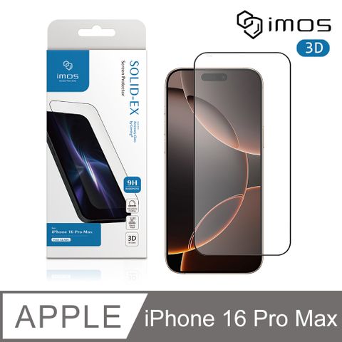 imos Apple iPhone 16 Pro Max 6.9吋 3D高透9H超細黑邊康寧玻璃貼(AGbc)