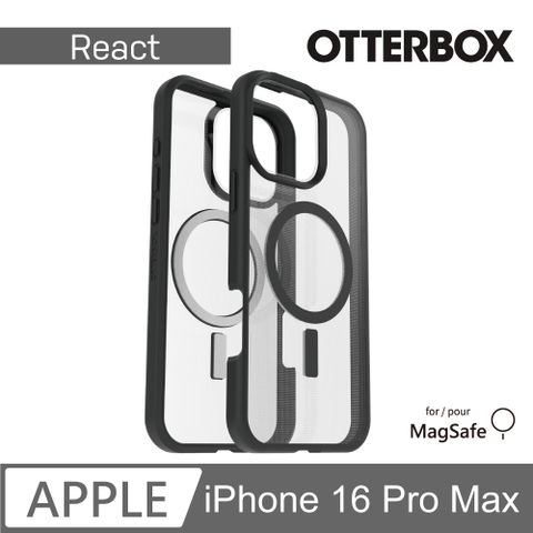 OTTERBOX iPhone 16 Pro Max 6.9吋 React 輕透防摔殼-黑透(支援MagSafe)