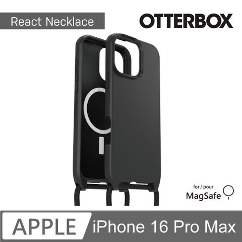 OTTERBOX iPhone 16 Pro Max 6.9吋 ReactNecklace 簡約掛繩輕透防摔殼-黑(支援MagSafe)