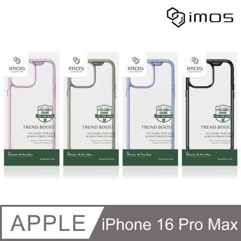 imos Apple iPhone 16 Pro Max 6.9吋 軍規認證雙料防震保護殼(4色)