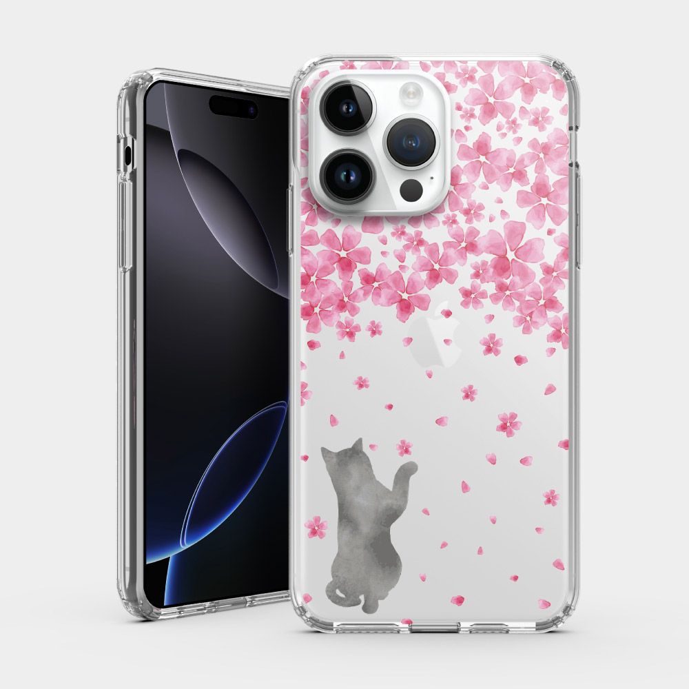 PIXOSTYLE iPhone 雙層耐衝擊保護殼 櫻花貓咪 PS234
