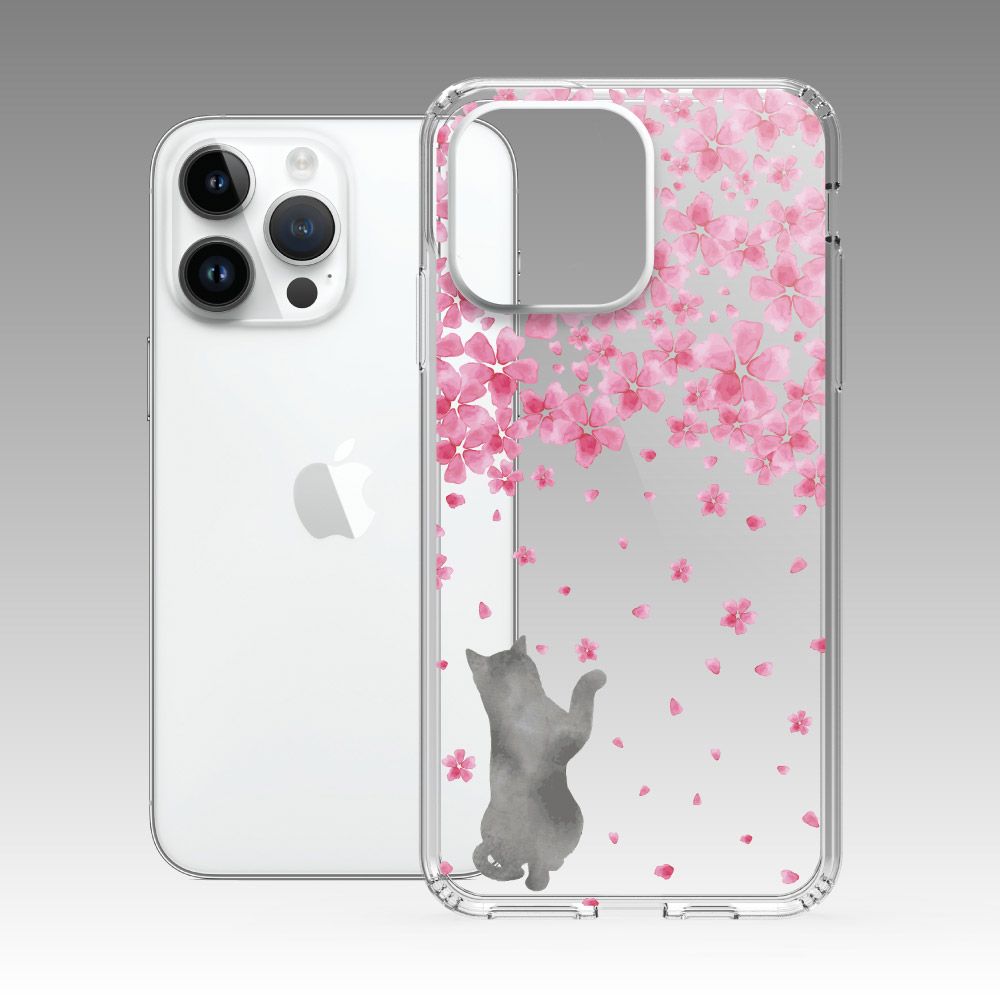 PIXOSTYLE iPhone 雙層耐衝擊保護殼 櫻花貓咪 PS234