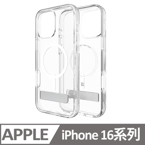 ZAGG iPhone 16 / 16 Plus / 16 Pro / 16 Pro Max 水晶透明磁吸支架款-石墨烯防摔保護殼