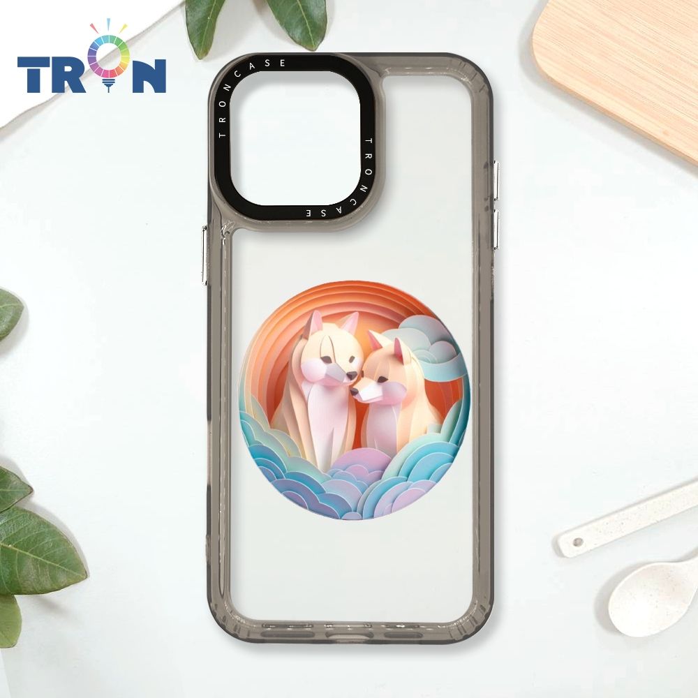  TRON IPhone 16 Pro Max 可愛紙雕柴犬 太空殼 透黑款 手機殼