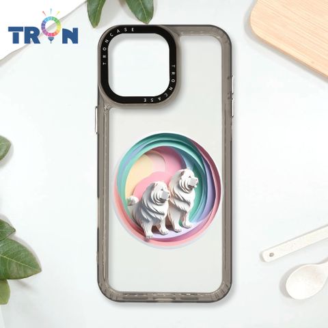 TRON IPhone 16 Pro Max 可愛紙雕鬆獅犬 太空殼 透黑款 手機殼