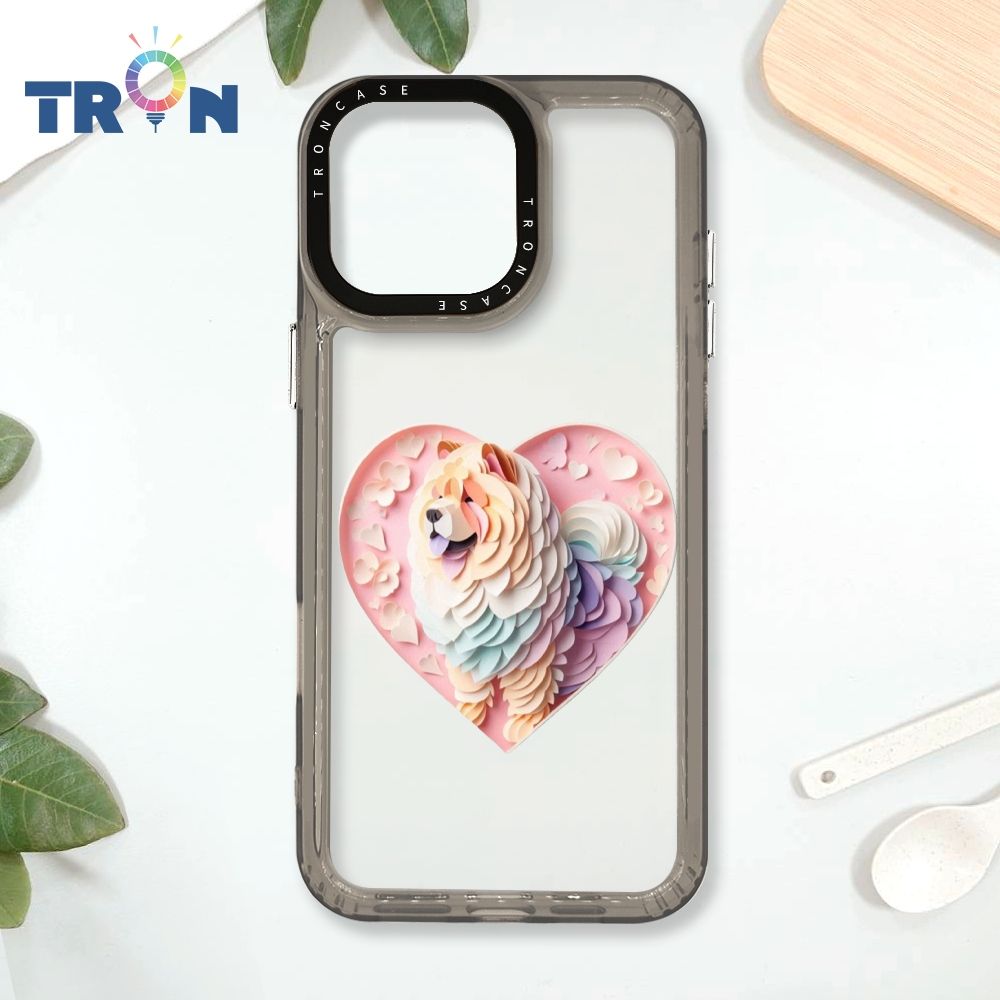  TRON IPhone 16 Pro Max 可愛紙雕鬆獅犬 太空殼 透黑款 手機殼