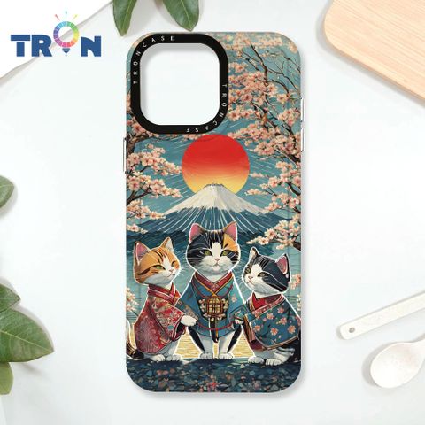 TRON iPhone 16 Pro Max 日系富士山櫻花貓咪系列 太空殼 透白款 手機殼