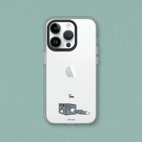 【犀牛盾】iPhone 16系列Clear透明防摔手機殼｜湯姆貓與傑利鼠系列-貼紙系列-方塊湯姆貓