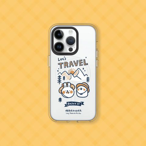 【犀牛盾】iPhone 16系列Clear(MagSafe兼容)透明防摔手機殼｜懶散兔與啾先生系列-Lets travel