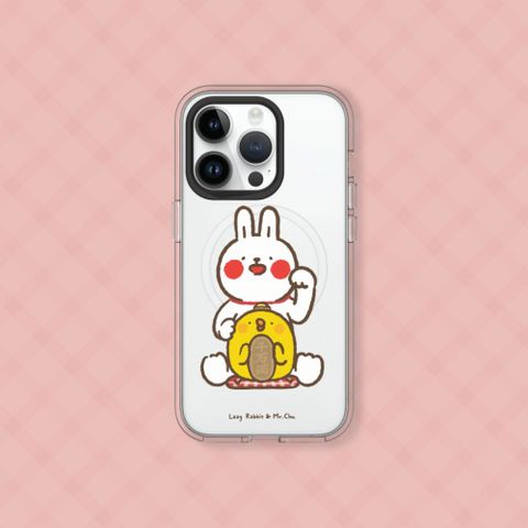 【犀牛盾】iPhone 16系列Clear(MagSafe兼容)透明防摔手機殼｜懶散兔與啾先生系列-招財