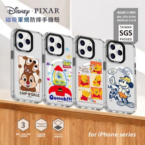 【Disney迪士尼】經典角色系列 iPhone 16 系列 軍規防摔透明磁吸手機保護殼