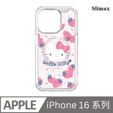 Slimax Hello Kitty 草莓 x imos 磁吸軍規手機殼 膜料包膜獨家款 iPhone 16 / Plus / Pro / Pro Max (H-037)