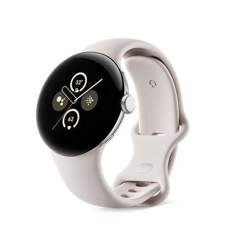 Google Pixel Watch 2 BT版_金屬銀鋁製錶殼/陶瓷米運動錶帶