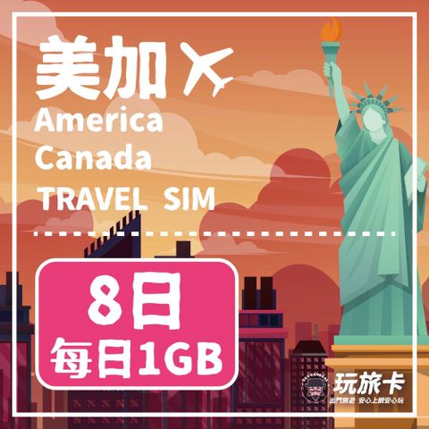 【玩旅卡】8天 美國&加拿大網卡 AT&T/Bell/Telus電信每日1GB高速流量吃到飽