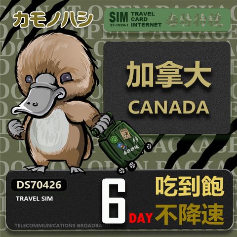 Platypus 鴨嘴獸 【 旅遊網卡】Travel Sim 加拿大6天 吃到飽不降速 上網卡