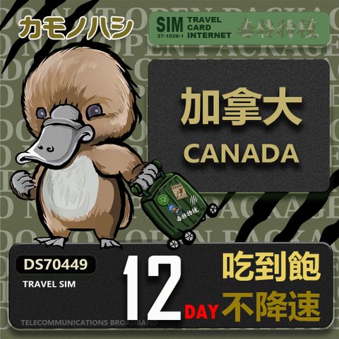 Platypus 鴨嘴獸 【 旅遊網卡】Travel Sim 加拿大12天 吃到飽不降速 上網卡