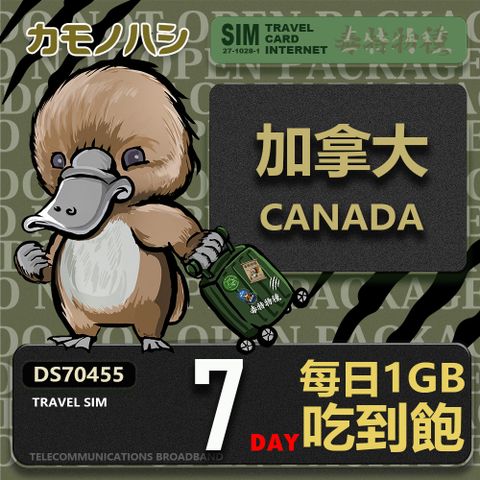 Platypus 鴨嘴獸 【 旅遊網卡】Travel Sim 加拿大7天 吃到飽 上網卡