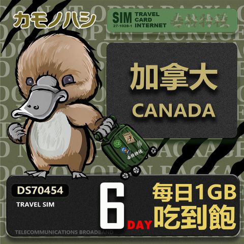 Platypus 鴨嘴獸 【 旅遊網卡】Travel Sim 加拿大6天 吃到飽 上網卡