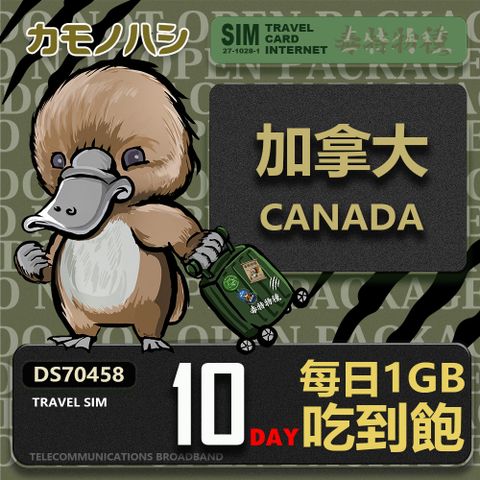 Platypus 鴨嘴獸 【 旅遊網卡】Travel Sim 加拿大10天 吃到飽 上網卡