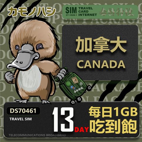 Platypus 鴨嘴獸 【 旅遊網卡】Travel Sim 加拿大13天 吃到飽 上網卡