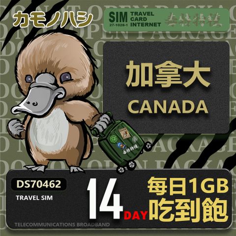 Platypus 鴨嘴獸 【 旅遊網卡】Travel Sim 加拿大14天 吃到飽 上網卡