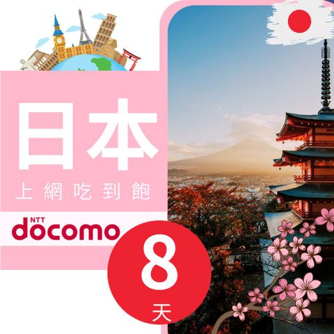 日本(docomo)8+2天上網吃到飽支援熱點分享 加量不加價!