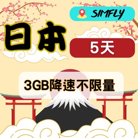 SIMFLY 【日本上網卡5天3GB後降速128K不限量】