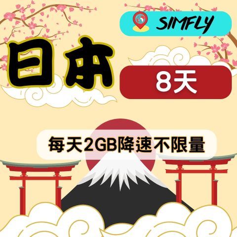 SIMFLY 【日本8天每天2GB後降速128K吃到飽】