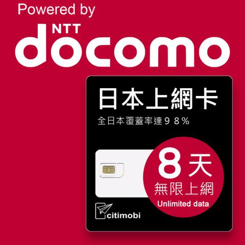 citimobi 日本上網卡 - 8天吃到飽(2GB/日高速流量)(日本上網卡 日本網卡 Docomo 吃到飽 日本8天上網)