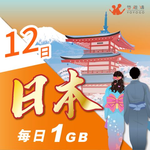 YOYOGO 悠遊購 日本12天每日計量1GB 旅遊上網卡