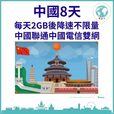【中國上網卡8天每天2GB降速不限量】【中國聯通電信雙網】【過境港澳最方便】