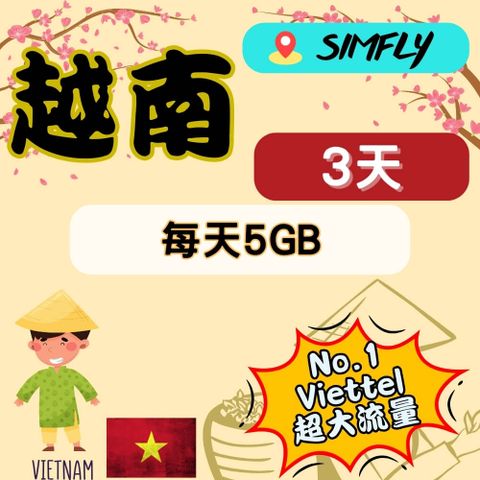 SIMFLY 【越南3天15GB超大上網量】