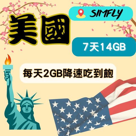 SIMFLY 【美國7天每天2GB後降速128K吃到飽】